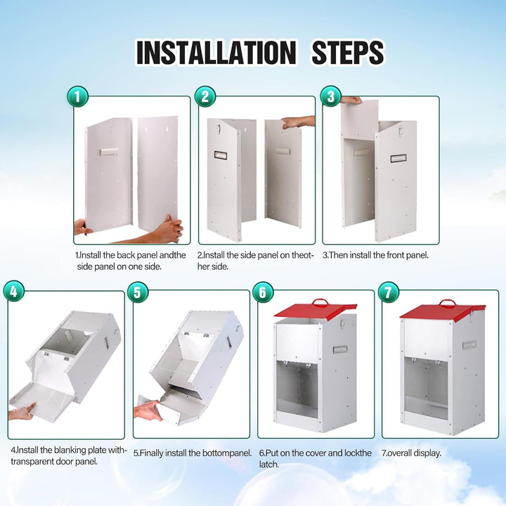 Svauoumu Automatischer Futterautomat für Hunde, 25lb Kapazität Outdoor Dog Feeder Gravity Feeder Chu