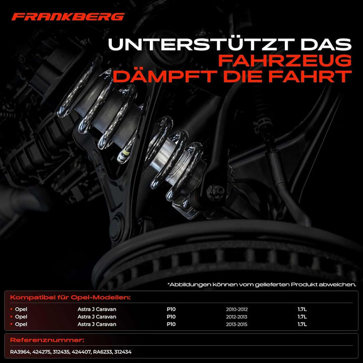 Frankberg 4x Federn Fahrwerksfeder Vorne Hinten Kompatibel mit Astra J Caravan J 1.7L Kombi 2010-201