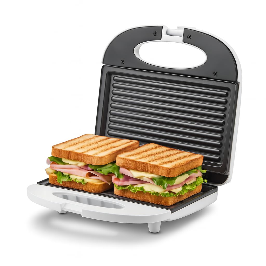 Girmi TS03 Toaster, 750 W, Antihaftplatten, Hitzebeständiger Griff mit Verschluss, Betriebs- und Tem