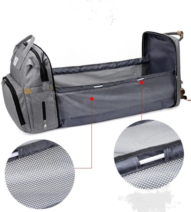 Multifunktionaler Rucksack mit faltbarem Schlafbereich, verstärkte Nähte, ergonomische Gurte, GRAU,