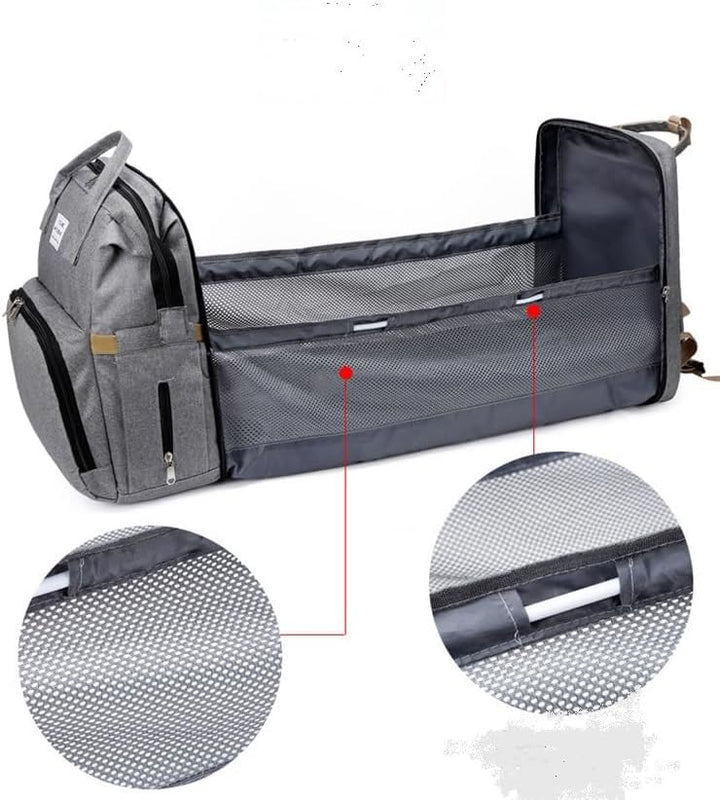 Multifunktionaler Rucksack mit faltbarem Schlafbereich, verstärkte Nähte, ergonomische Gurte, GRAU,