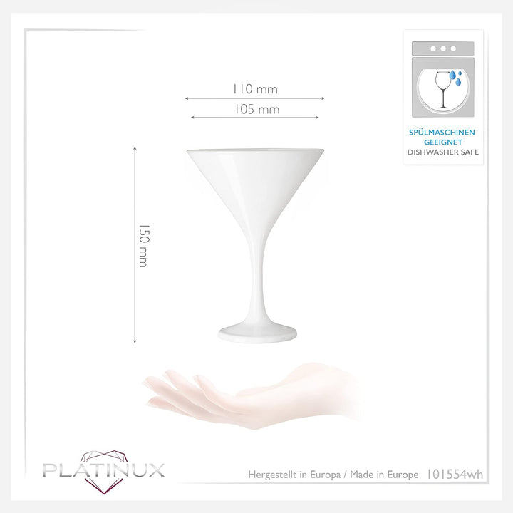 PLATINUX Weisse Martini Gläser 150ml Set 6-Teilig aus Glas Cocktailgläser Bargläser Martini Glas Coc