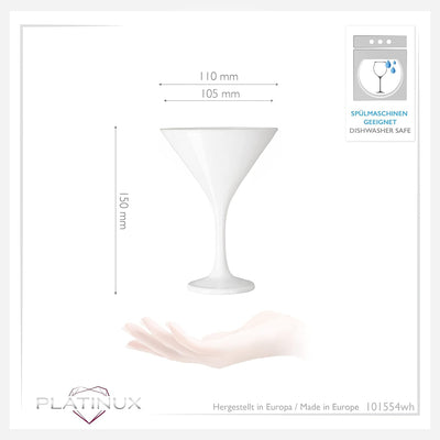 PLATINUX Weisse Martini Gläser 150ml Set 6-Teilig aus Glas Cocktailgläser Bargläser Martini Glas Coc