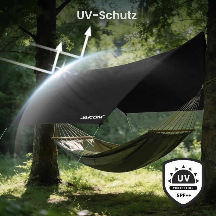 JAICOM Tarp Wasserdicht, 3.6x2.9m Ultraleicht Camping Zeltplane, Anti-UV Sonnen Regen Schutz Schnee,