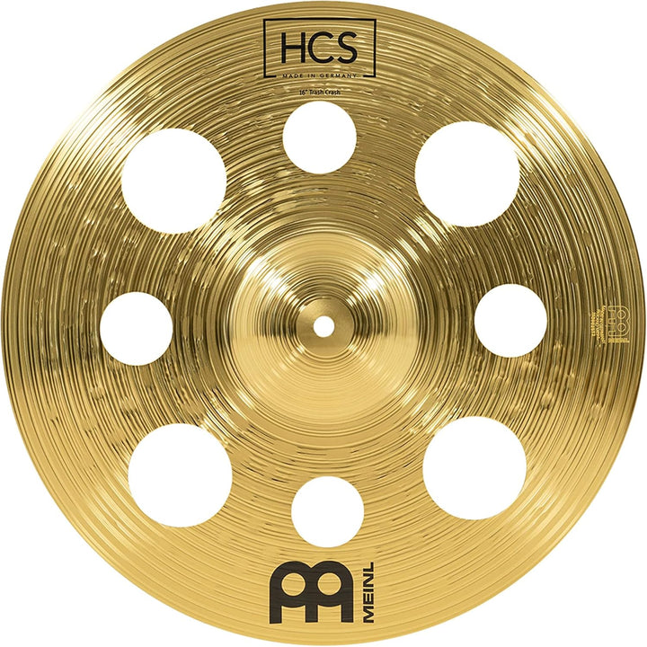 Meinl Cymbals HCS Trash Crash 16 Zoll (Video) Schlagzeug Becken mit Löchern (40,64cm) Messing, Tradi