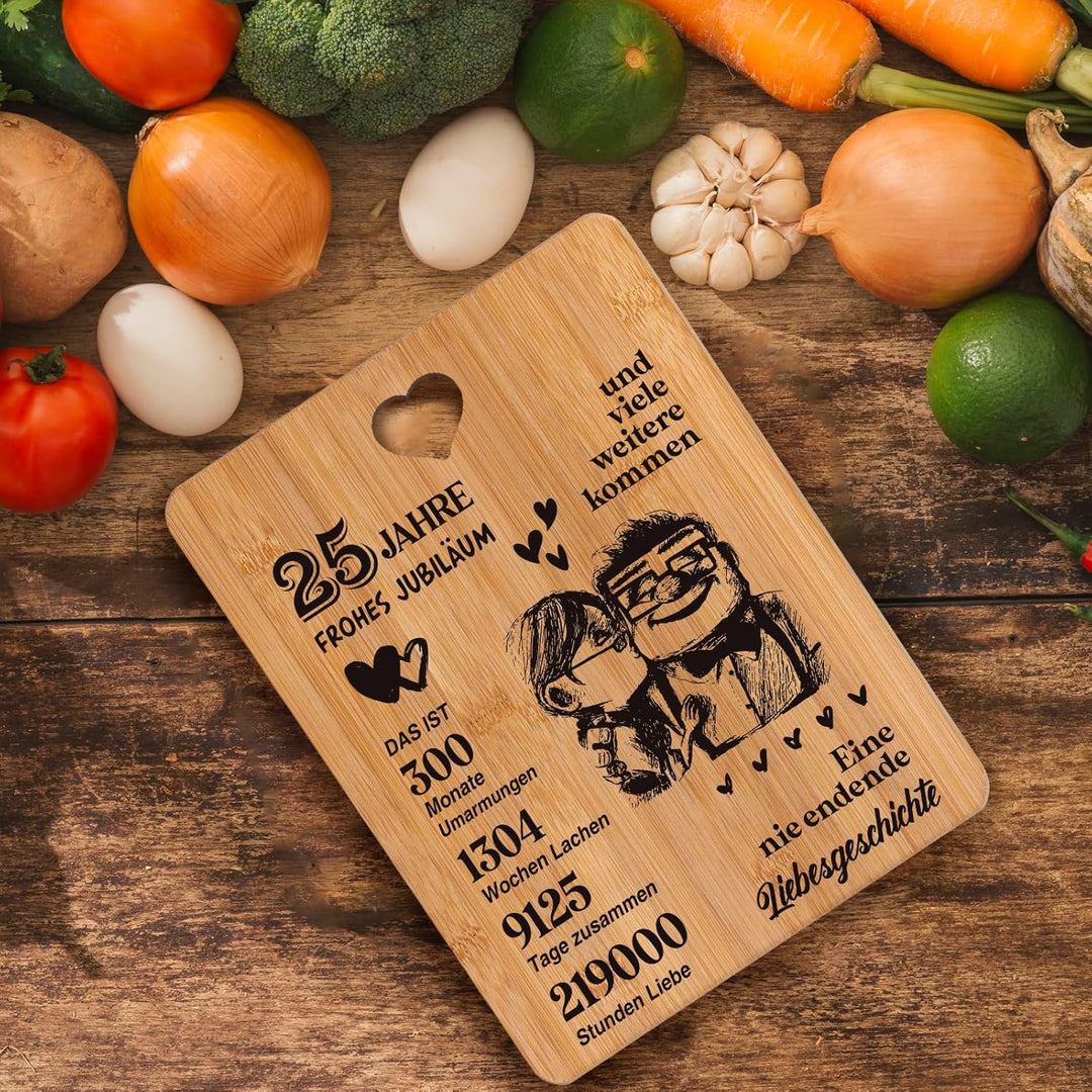Silberhochzeit Geschenk, 25 Hochzeitstag Geschenk für Sie, Ihn, Freunde - Schneidebrett Geschenke zu