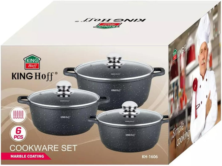 6 tlg. Topfset 3xTöpfe Antihaftbeschichtung 2,3/4,5/6.5L KINGHOFF KH-1606