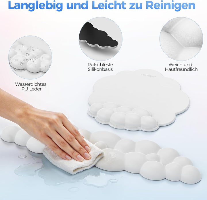 TECKNET Wolke Handballenauflage Tastatur, Mauspad mit Handauflage, Ergonomische Handauflage Tastatur