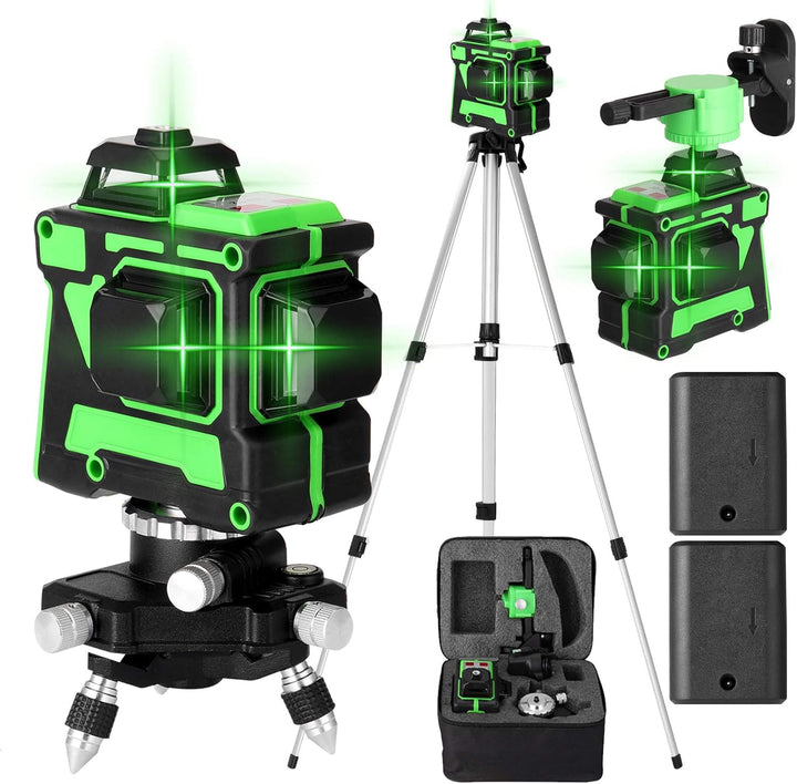 Vislone Kreuzlinienlaser, 3x360° Selbstnivellierender Grüner Laser-Wasserwaage, 3D-Rotationslaser mi