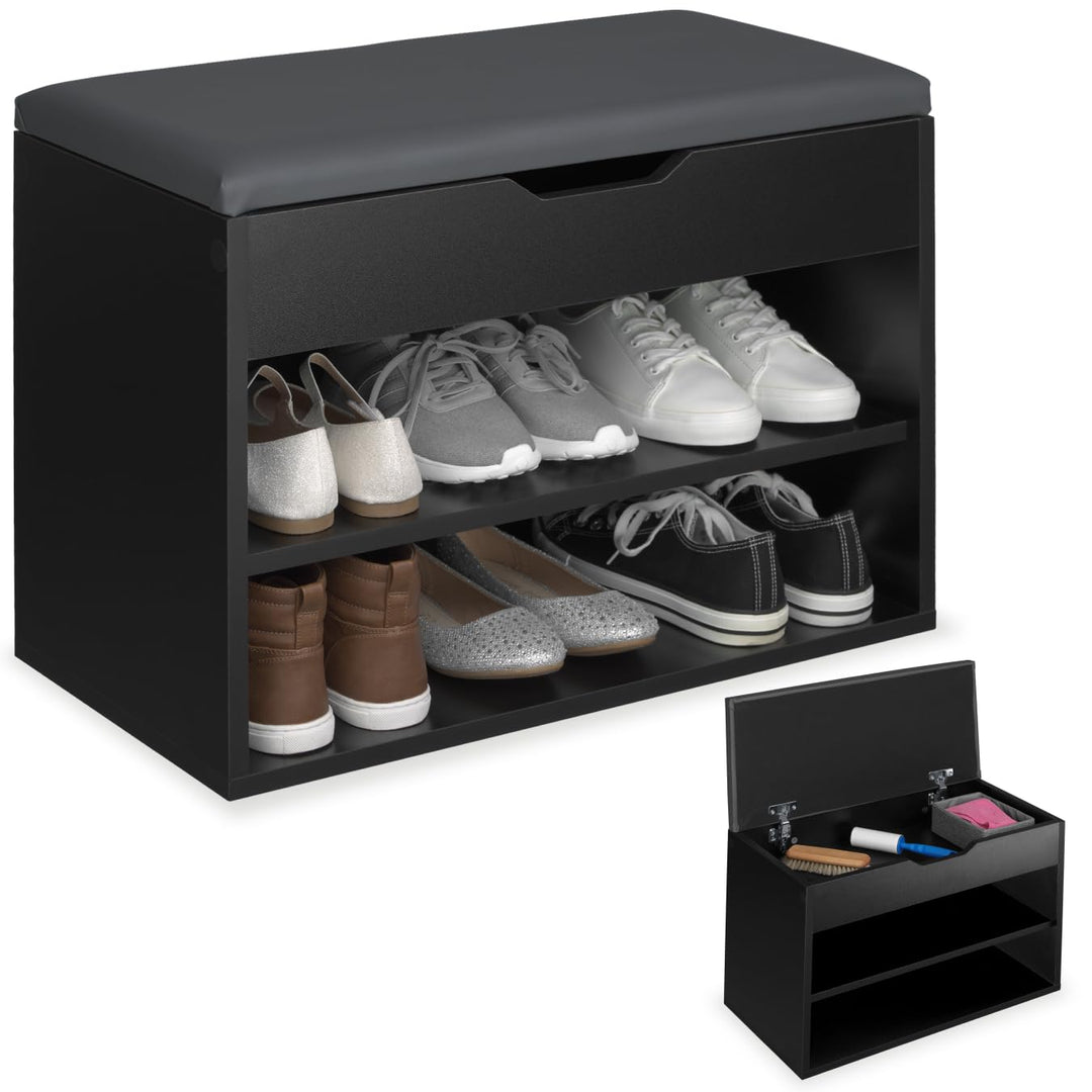 tectake® Schuhschrank mit Sitzbank, Schuhregal, Sitzbank mit Stauraum, Garderobe, Garderobenschrank,