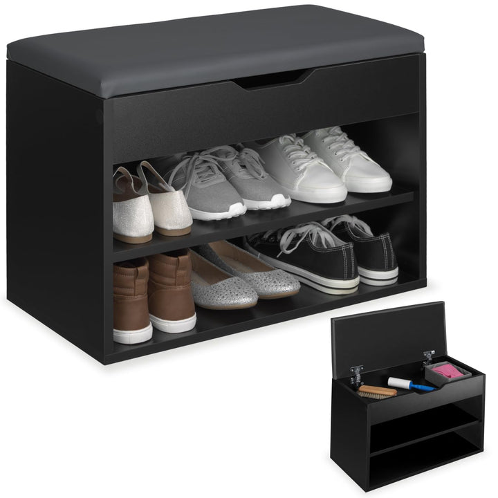 tectake® Schuhschrank mit Sitzbank, Schuhregal, Sitzbank mit Stauraum, Garderobe, Garderobenschrank,