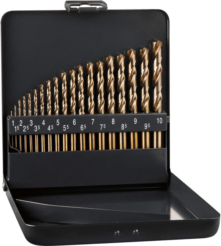 ALPEN 65600019100 Spiralbohrer-Kassette DIN338RN HSS Cobalt Grip KM19 ø 1.0-10.0mm 19-teilig, silber