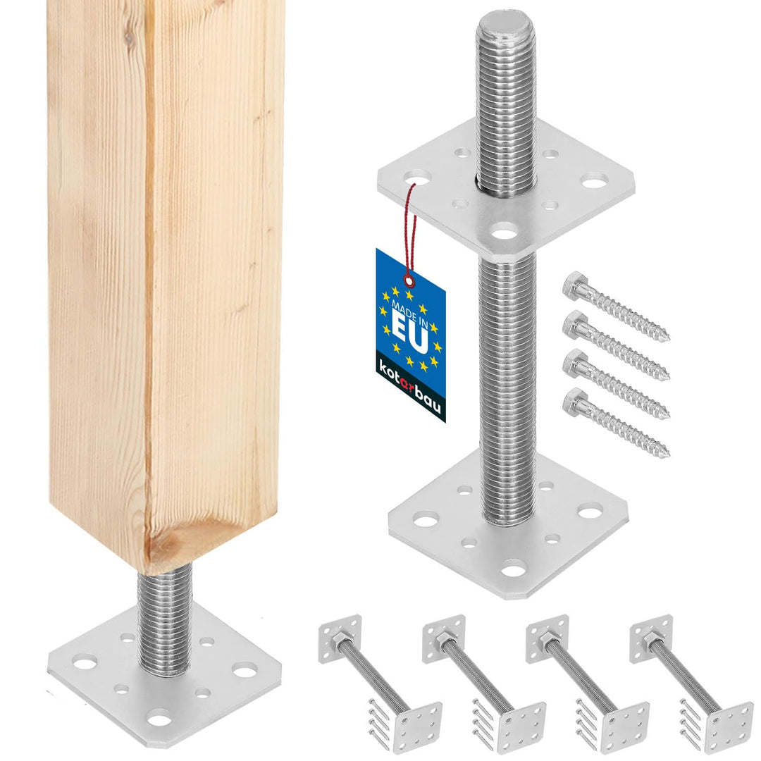 KOTARBAU® 4er Set Pfostenträger Höhenverstellbar - Montagestütze – 80 x 80 x 250 mm - Balkenschuh -