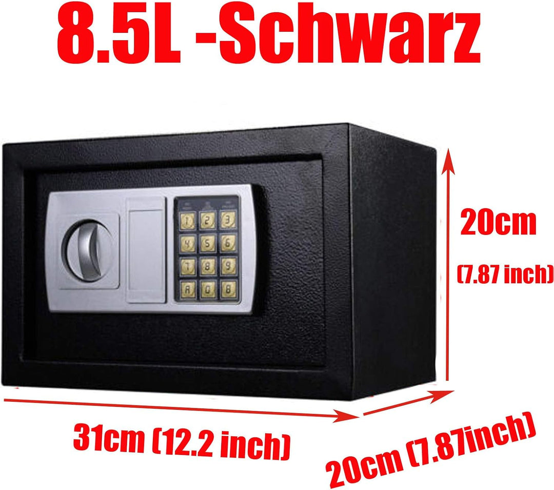 Tresor Möbeltresor Doppelbartschloss Eisenstahl Safe mit elektronischem Zahlenschloss und 2 Schlüsse