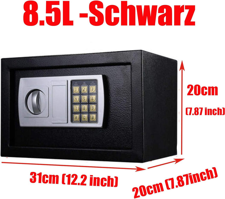Tresor Möbeltresor Doppelbartschloss Eisenstahl Safe mit elektronischem Zahlenschloss und 2 Schlüsse