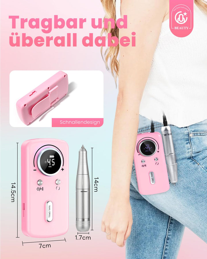 CozyZen Kabellose Nagelfeile Professionell: 45000 U/min Wiederaufladbare Elektrische Nagelfeile Set,