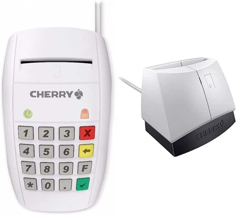 CHERRY ST-2100 Chipkartenleser & SmartTerminal ST-1144UB USB cardreader Pale Grey Bundle mit USB car