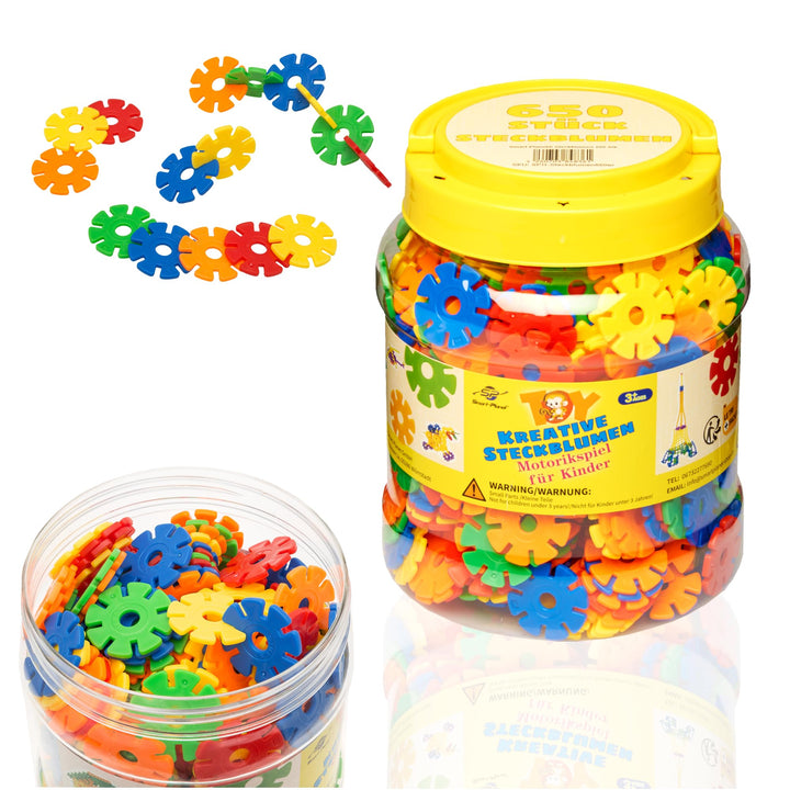 Smart-Planet 650 Steckblumen in Dose - grosses Set Schneeflocken zum Stecken 3,3 cm - Kinder Spielze