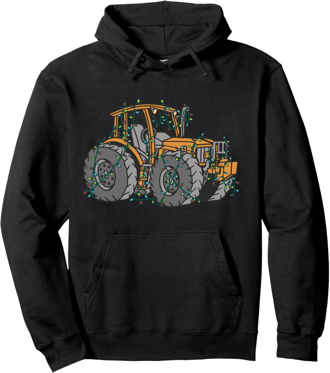 Traktor Lichterkette Bauer Bauernhof Weihnachten Geschenk Pullover Hoodie