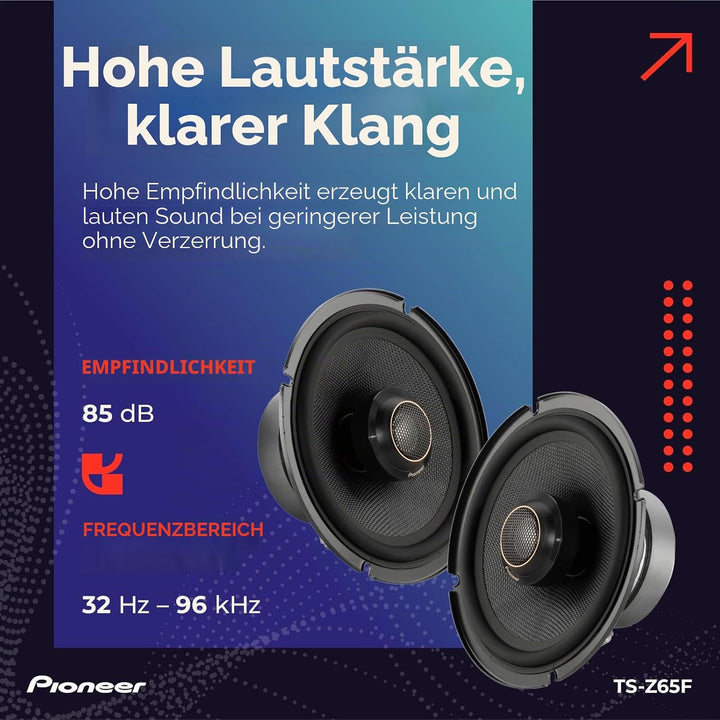 Pioneer Auto-Audio Center TS-Z65F Z Series 16,5 Zoll 2-Wege Koaxial Auto-Lautsprecher 330 Watt Minim