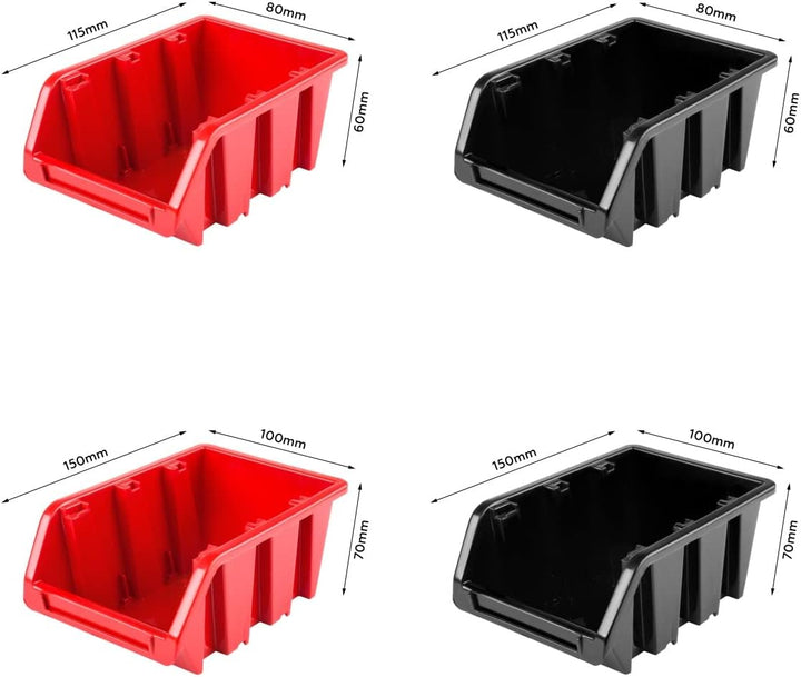 Lagersystem Werkstattregal | 78 x 78 cm | 82 stck. Box | Wandregal mit Stapelboxen - Wandplatten Ext