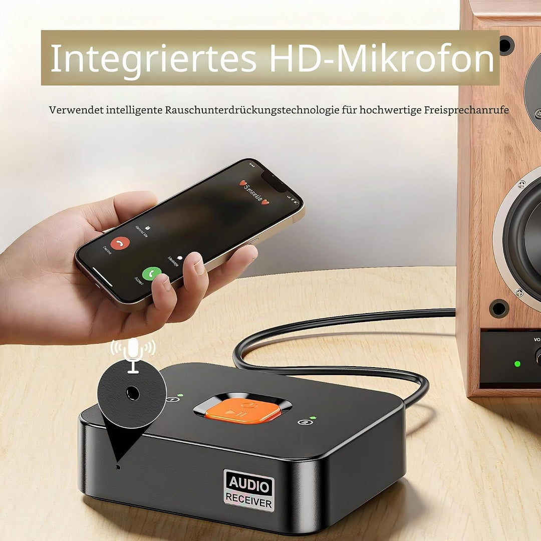 Bluetooth 6.0 Audio Empfänger mit AUX/RCA 3.5mm | Bluetooth Audio Adapter, Duale Verbindung für 2 Ge