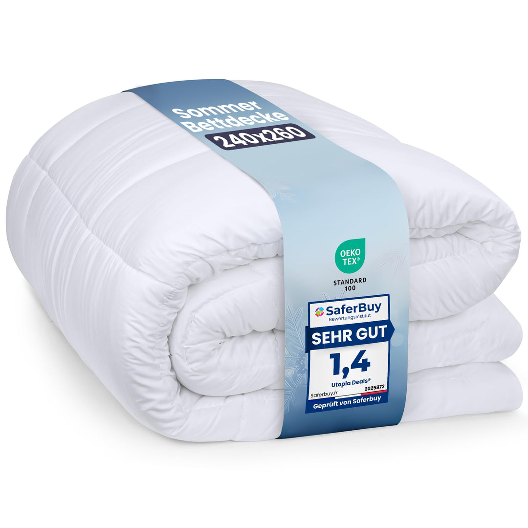 Utopia Bedding Bettdecke 240 x 260 cm, leichte Bettdecke mit Polyesterfüllung für 4 Jahreszeiten, Mi