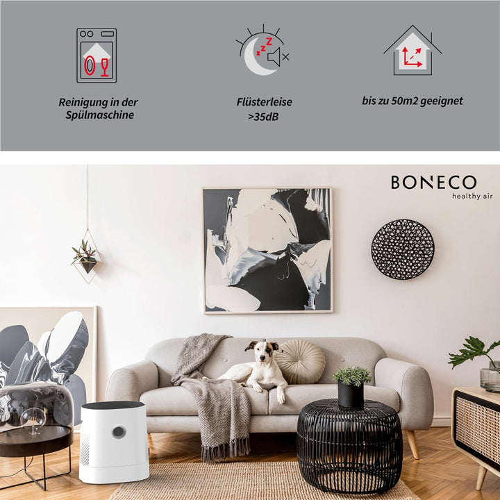 BONECO Luftbefeuchter W220 I 6L Wassertank I für Räume bis 50 m² I sehr leise, W220