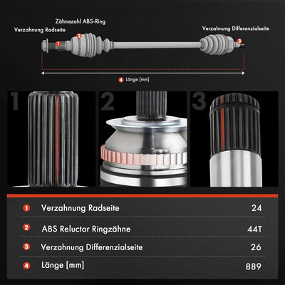 Frankberg Antriebswelle Vorne Rechts Kompatibel mit Rio Schrägheck DC 1.3L 1.5L 2000-2005 Replace# K