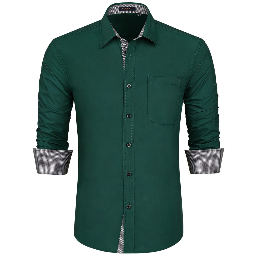 HISDERN Herren Hemd Langarm Regular Fit Oberhemd Für Männer Anzug Business Hochzeit Freizeit Party F