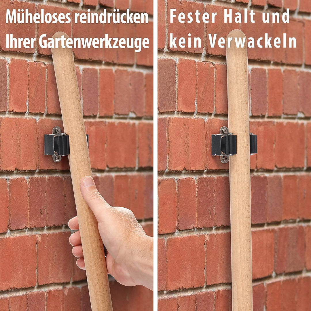 Maila® Gerätehalter (10er Set, Schwarz) - Robuster 304er Edelstahl rostfrei - Besenhalterung Wand mi