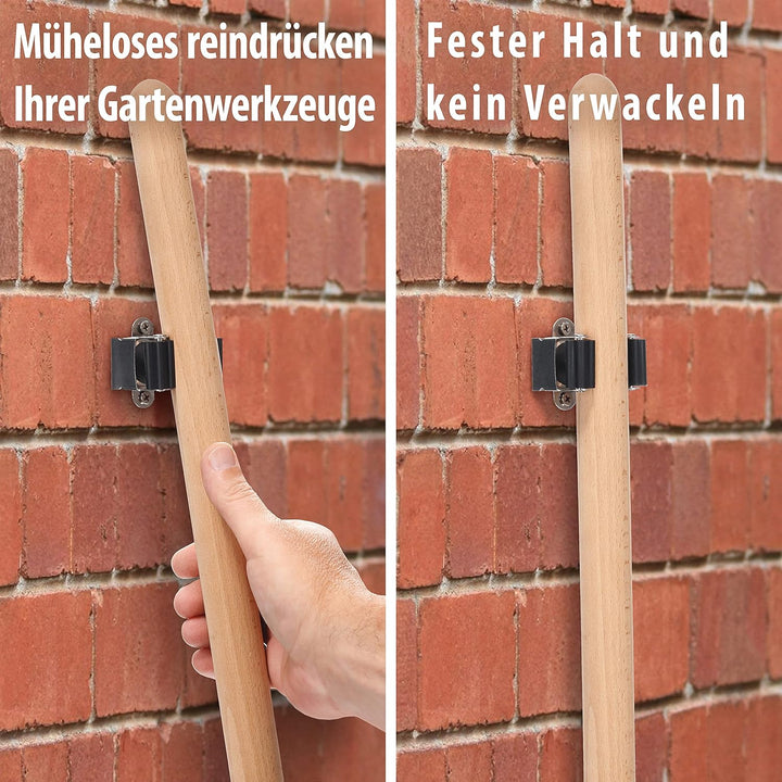 Maila® Gerätehalter (10er Set, Schwarz) - Robuster 304er Edelstahl rostfrei - Besenhalterung Wand mi