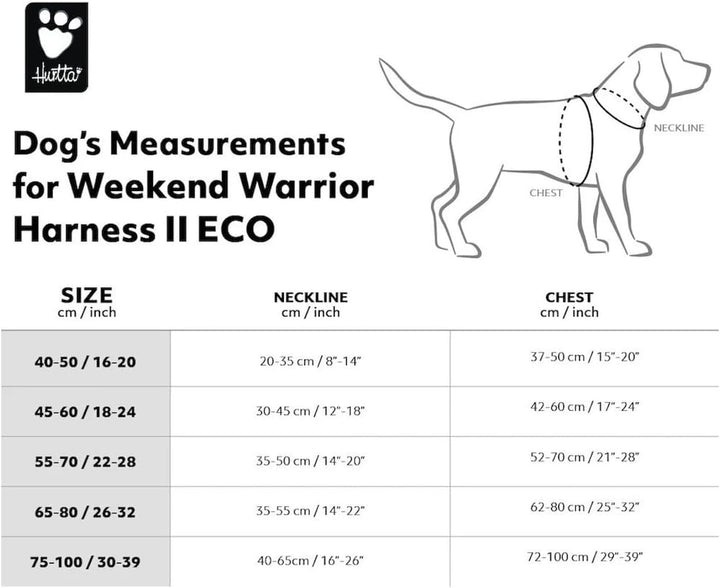 Hurtta Weekend Warrior Neon Hundegeschirr II (Licorice, Lakritz, 55-70 cm) licorice, Lakritz 55-70 c