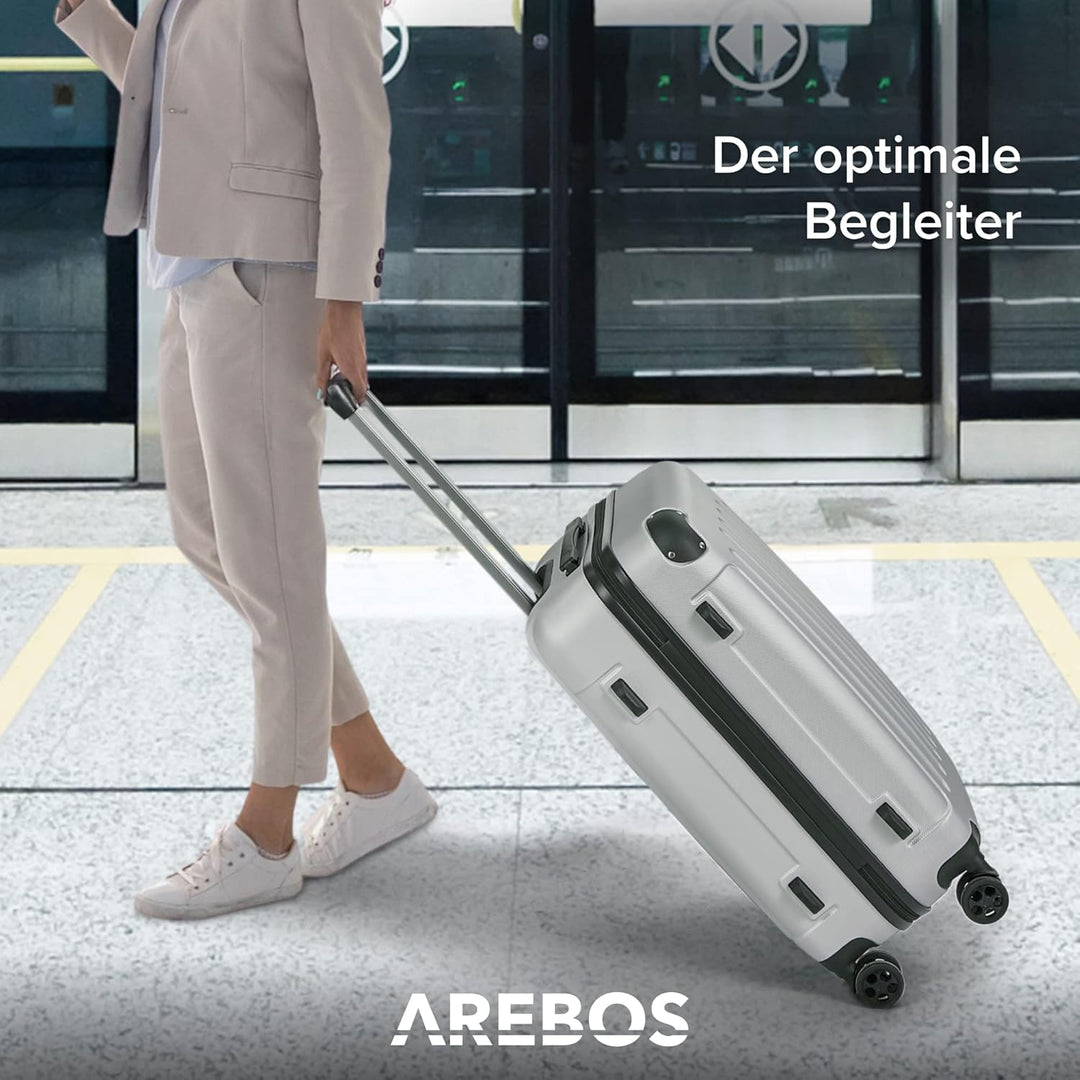 Arebos 4tlg. Hartschalenkofferset I ABS-Hartschale I Trolley Kofferset I Reisekoffer mit Teleskopgri