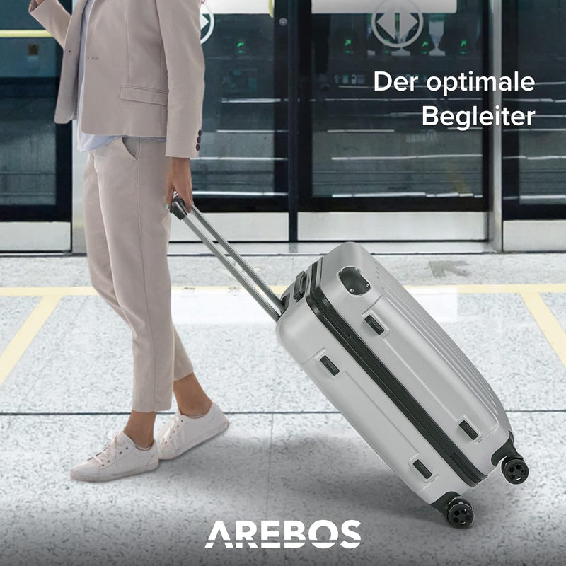 Arebos 4tlg. Hartschalenkofferset I ABS-Hartschale I Trolley Kofferset I Reisekoffer mit Teleskopgri