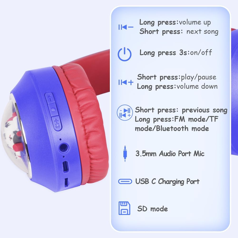 AXFEE Bluetooth-Kopfhörer Mit Katzenohren für Kinder, Bluetooth 5.3 Over-Ear Kopfhörer mit LED-Leuch