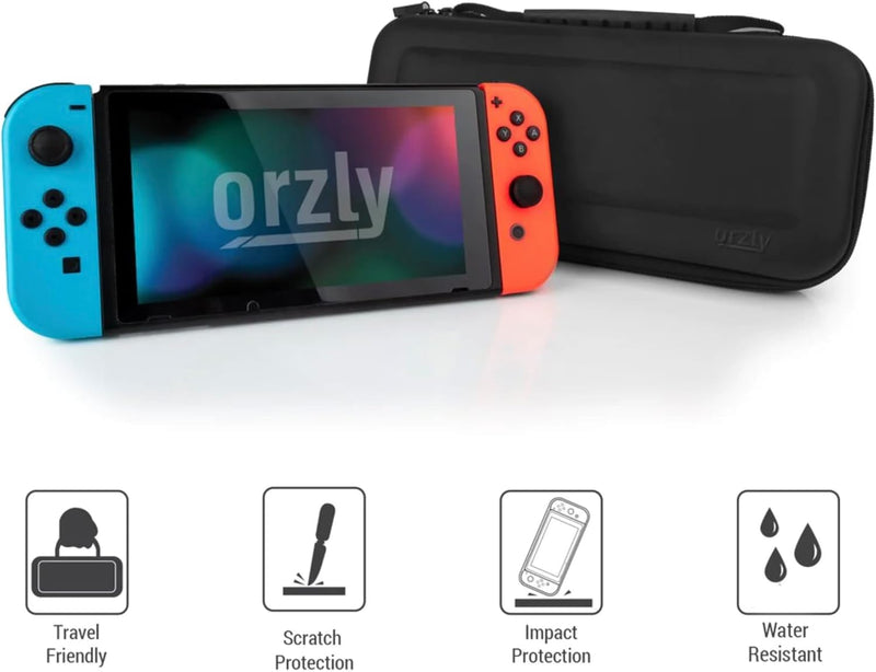 Orzly Tragetasche Kompatibel mit Nintendo Switch und New Switch OLED-Konsole - Schwarze schützende H