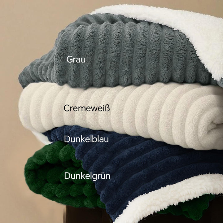 BEDELITE warme Decke Sherpa Kuscheldecke Flauschig Beige 125x150 | dicke Deko Fleecedecke, Cord Über