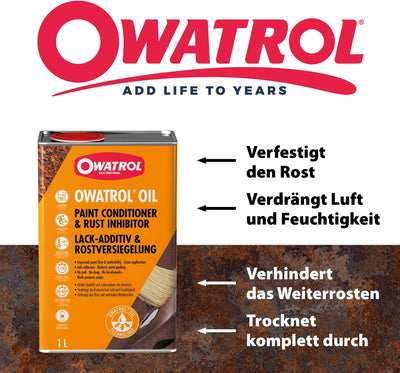 OWATROL – OIL – Set – Farbloser Rostschutzlack (1 Liter) und -spray (2 x 300ml) – farblos – dringt e