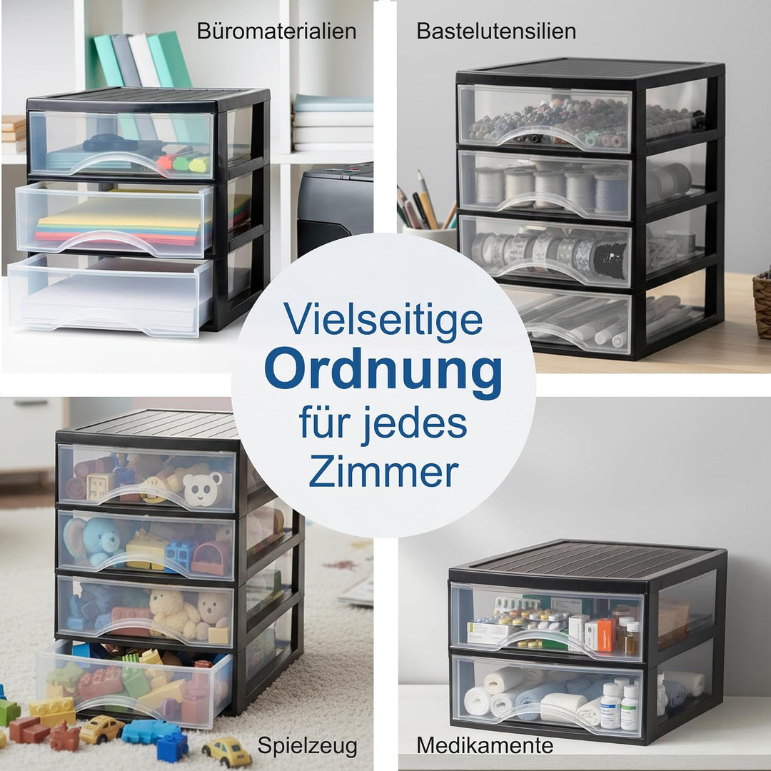 Hausfelder Schubladenbox A4, 7 Schubladen, inkl. Aufkleber | Schubladenturm Box aus Kunststoff für S