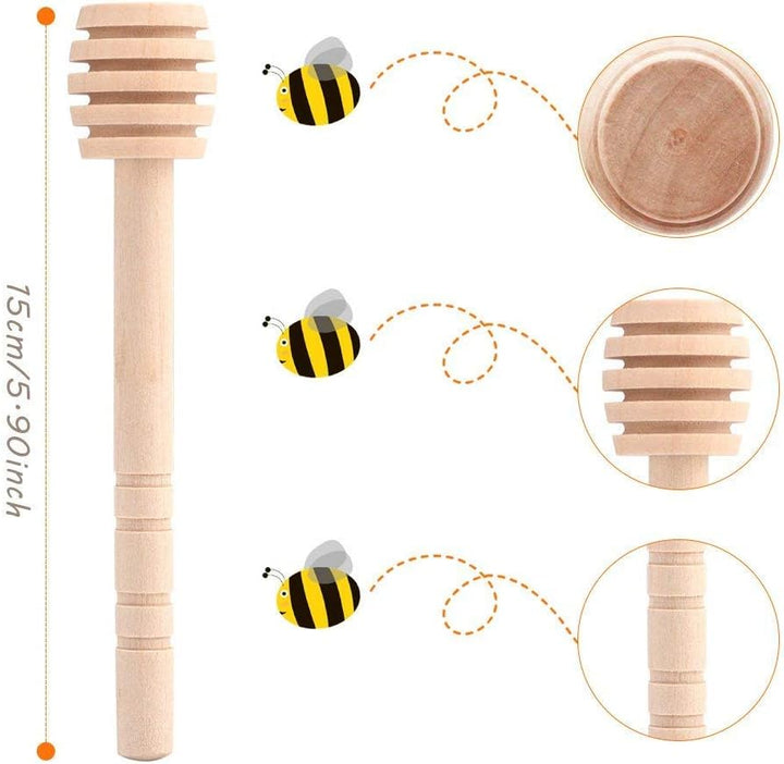 Fdit 50 Pcs/Satz Haushalt Holz Tragbare Mini Marmelade Honig Dipper Jar Dispensing Sammeln Rührstab
