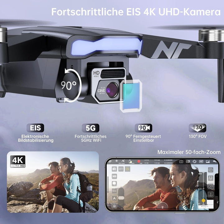 GPS Drohne mit Kamera 4K UHD für Erwachsene – 90 Min Flugzeit, lange Reichweite, Auto Return, automa