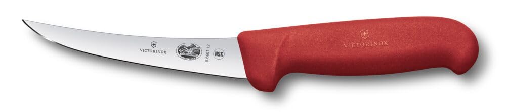 Victorinox Fibrox Ausbeinmesser, Scharfes Küchenmesser für Fleisch und Fisch, 12 cm, Gebogene Klinge