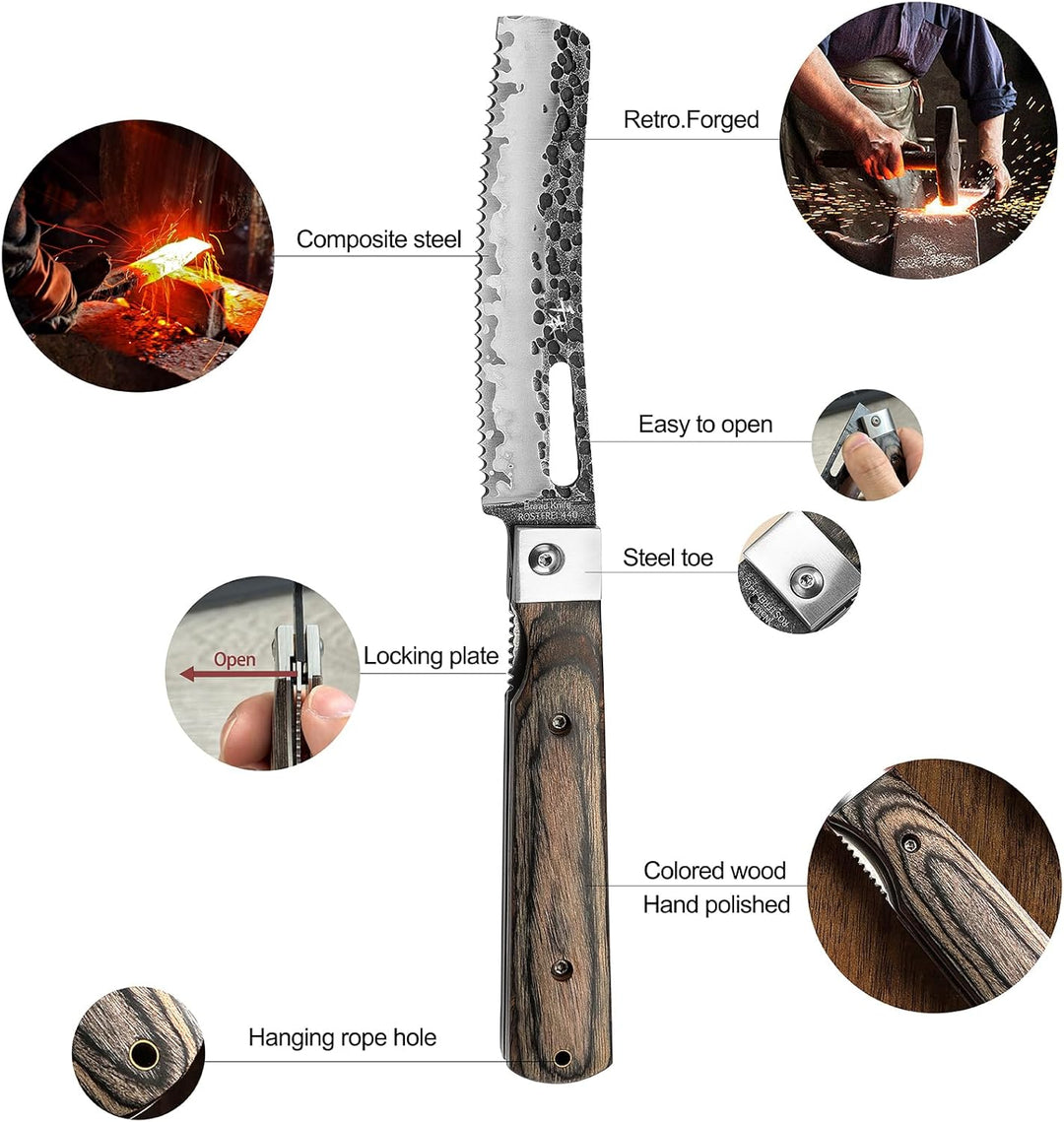 SENBON 440 Geschmiedetes Edelstahl Brot Messer Klinge Sharp japanisches stil Falten Tragbare Reise G