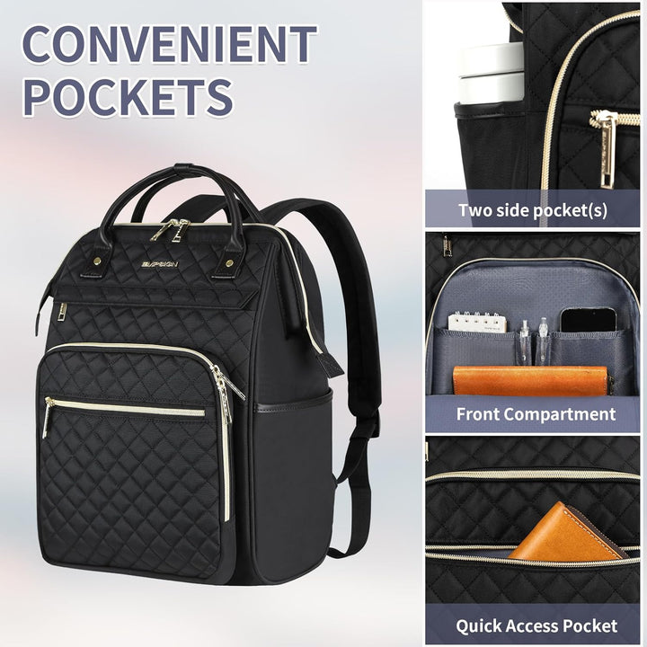 EMPSIGN Laptop Rucksack Damen mit Laptopfach 17 Zoll, Laptop Rucksack Schulrucksack Mit USB Ladeansc