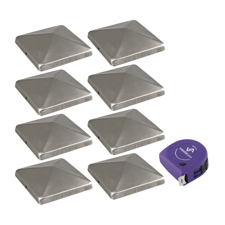 vasalat Pfostenkappe 7x7 cm - Pfosten Abdeckkappen - Pfostenabdeckung aus rostfreiem Edelstahl inklu