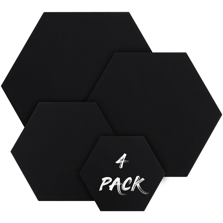 Belle Vous 4 Stk Sechseckige Leinwand Schwarz - 4 Verschiedene Grössen - Vorgespannte Schwarze Leinw