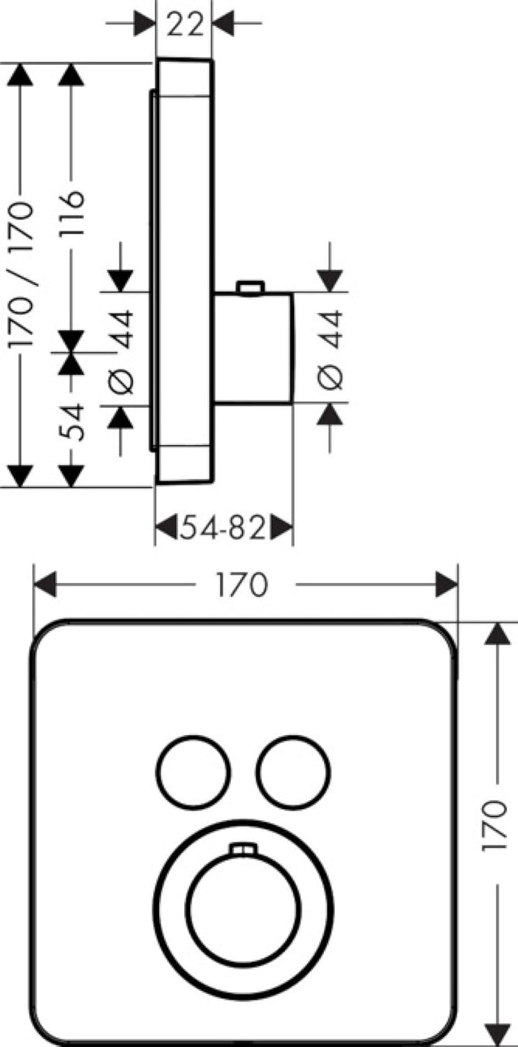 AXOR ShowerSelect Unterputz Thermostat, für 2 Funktionen, Chrom 2 Verbraucher