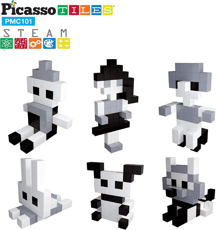 Picasso Cubes 1” Magnetic Puzzle Cube 101 pcs Black and White Magnet Construction Building Block Set