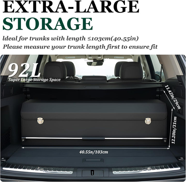 Kofferraum Organizer mit Deckel – Premium NAPPA-Leder, Tragbarer Push-Pull-Griff & Stabile Universal